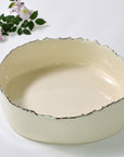 Round deep serving bowl | Silver rim (8cm) - 30 cm