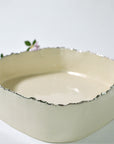 Elongated deep serving bowl | Gold rim (8cm) - 32/20 cm