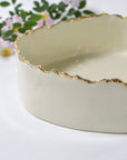 Round deep serving bowl | Gold rim (7cm) - 25 cm