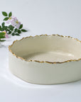 Round deep serving bowl | Gold rim (8cm)